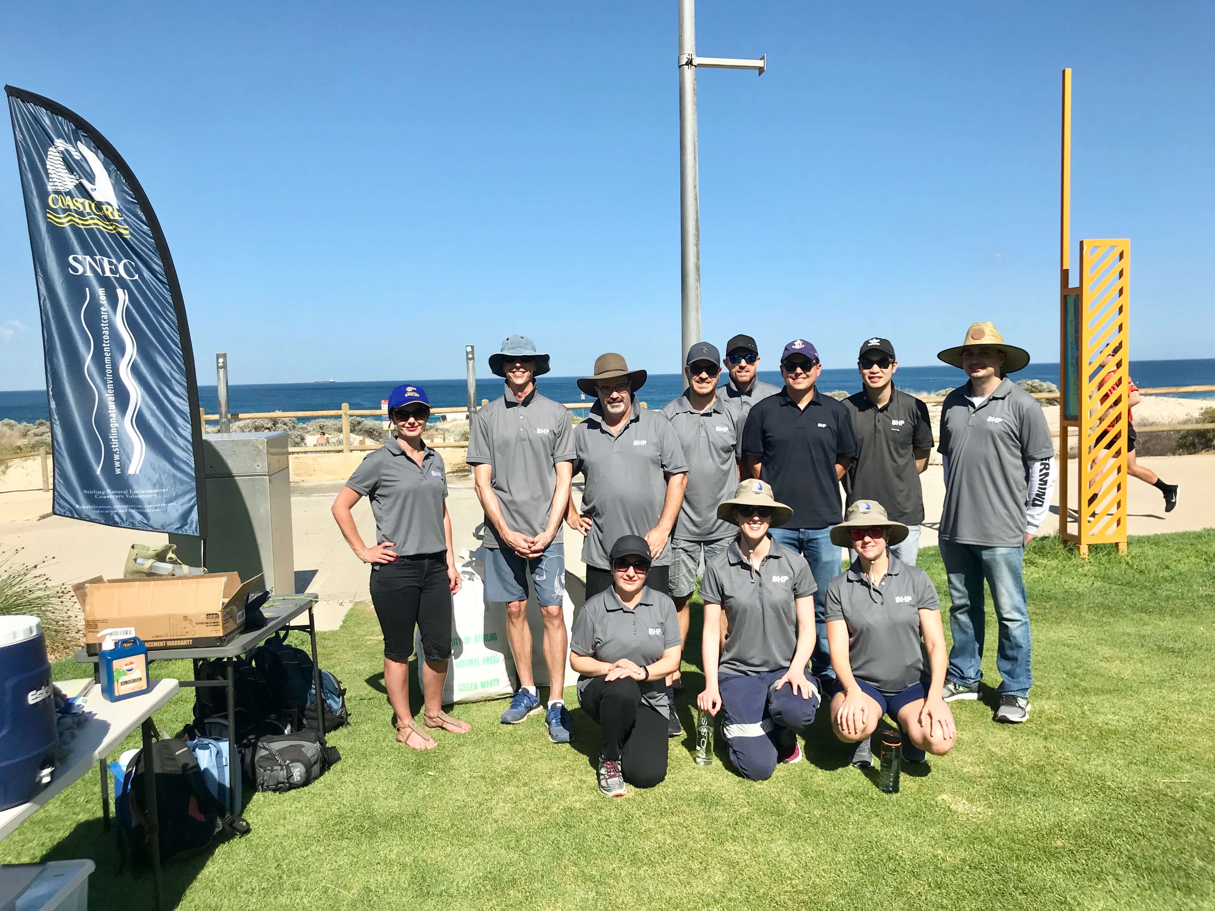 BHP volunteers at a beach clean up day
